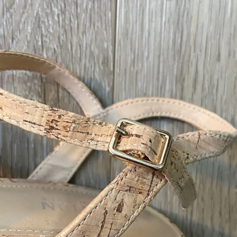 Reaction Kenneth Cole Sandals Women Sz 9 Brown Cork Platform Block Heel
